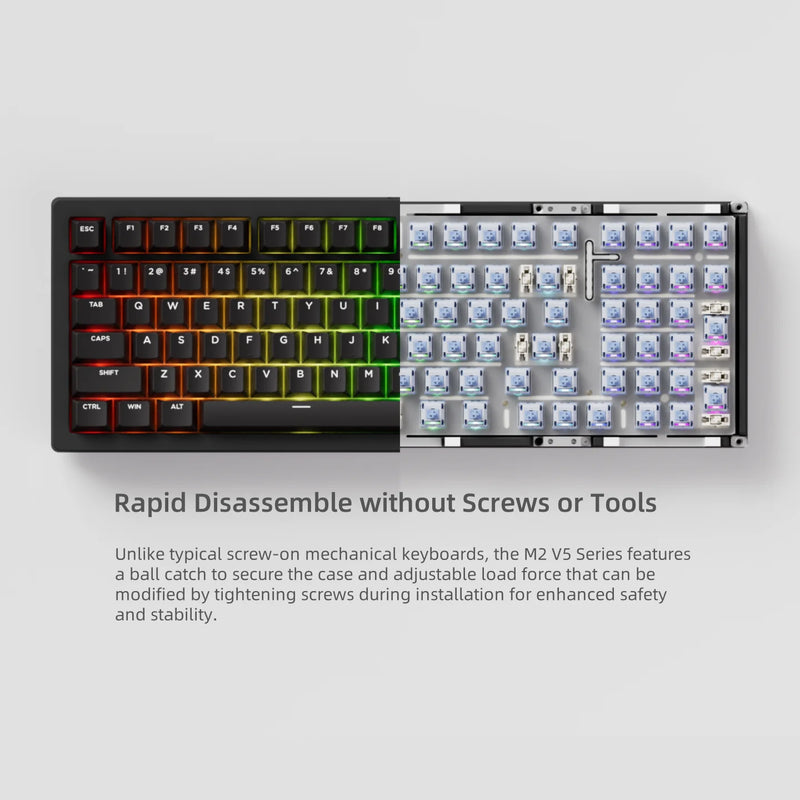 MonsGeek M2 V5 VIA Mechanical Keyboard/Barebone Kit 1800 Compact Size Rapid Disassemble RGB Hot Swap Tri-mode Keyboard Aluminum
