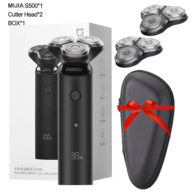 ម៉ាស៊ីនកោរសក់អគ្គិសនី MIJIA S500 ម៉ាស៊ីនកោរសក់អគ្គិសនី កាំបិតបីជាន់ សម្រាប់បុរស កោរសក់ស្ងួត កោរសក់សើម បោកគក់បាន ម៉ាស៊ីនកាត់សក់ពុកចង្ការ
