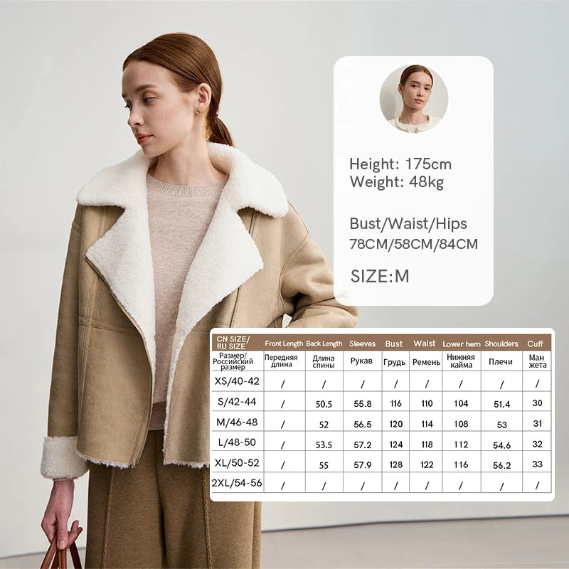 AMII Women's Coat 2026 Winter New Warm All-wool Loose Fur Coats Woman Long Sleeves Zipper Solid Versatile Jacket Top 12554001