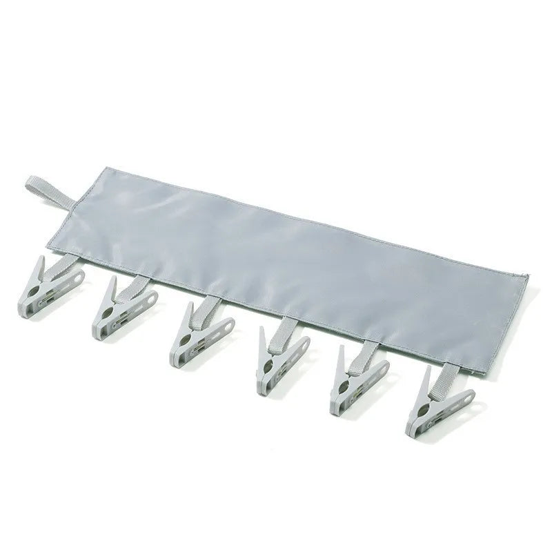 2pcs Portable Travel Fabric Clothes Hanger with 6 Clips- Foldable, Space-Saving Drying Rack for Socks,Small Garments.