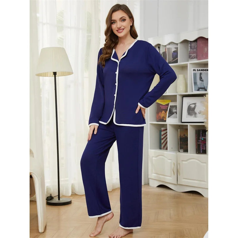Pajamas For Women Comfortable Long Sleeve Pant Set European Casual Home Clothing New Spring Autumn Sleepwear Pijama Mujer