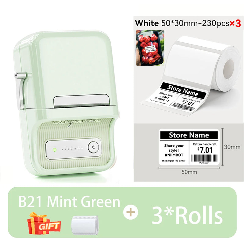 NIIMBOT B21/B1 Portable Thermal Printer 1500mAh Wireless Sticker Printer With Self-adhesive Labels For Barcode Clothing Jewelry