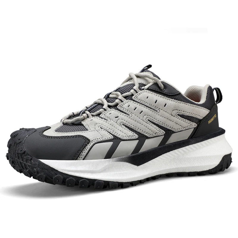 HUMTTO Breathable Non-slip Hiking Shoes for Men Outdoor Sports Shoes Leather Shock-absorbing Walking Sneakers Man Trekking Boots