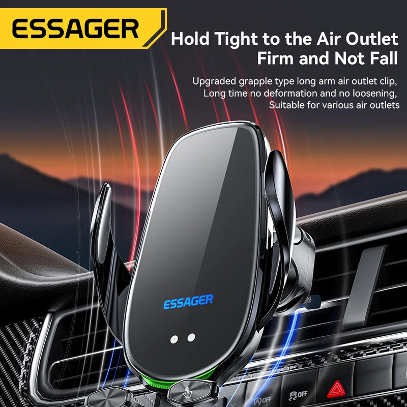 Essager Qi 15W Wireless Charger Car Phone Holder In Car Air Vent Mount For iPhone 16 15 14 13Pro Max Xiaomi Huawei Fast Charging