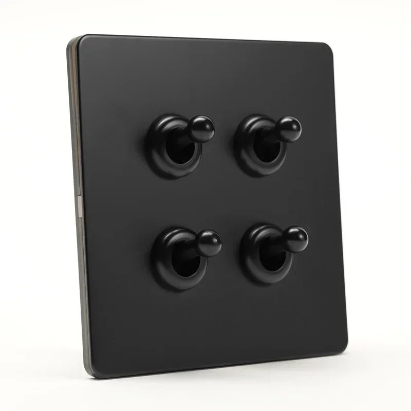 Depoguye High Quality Retro European Lamp Switch Socket, Stainless Steel Brass Toggle Switch Plate, Household Wall Lamp Switch
