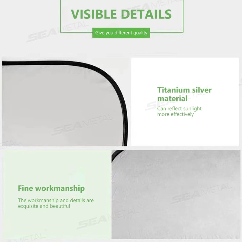 SEAMETAL Car Sun Shade UV Protector Reflective Fabric Car Window Sunshade Front Rear Back Window Sun Visor Summer Protection