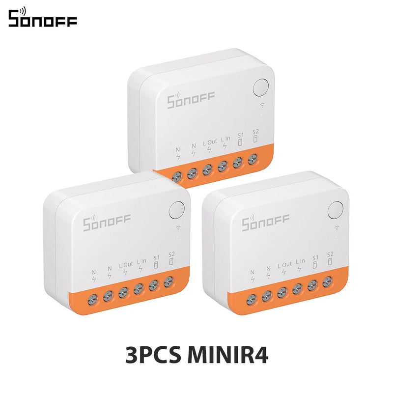 SONOFF MINIR4 Extreme WiFi Smart Switch 1-10PCS Tiny Size External Switch Control Detach Relay Mode via EWeLink Alexa Google