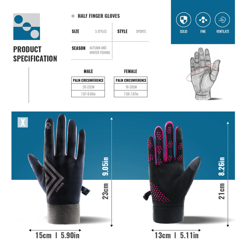 WRELS Winter Warm Thermo Gloves Thermo Gloves Plus Velvet Gloves Waterproof Touch Screen Gloves for Men Women Outdoor Sport