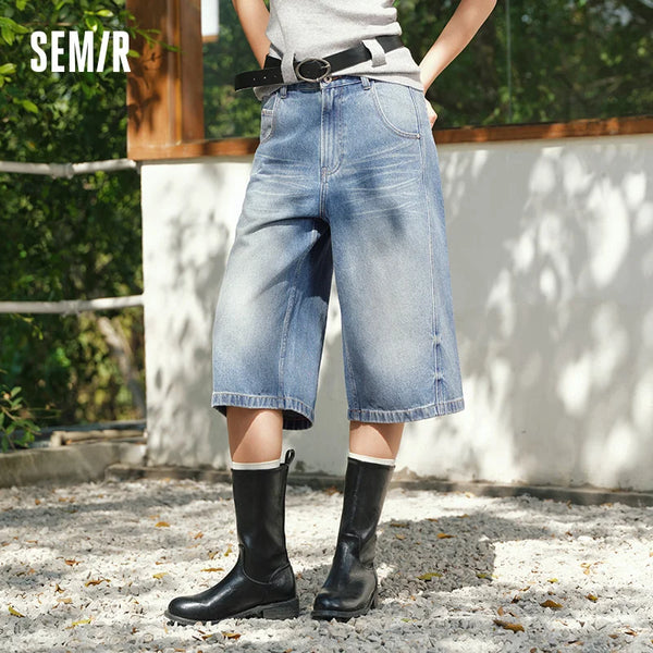 ខោ Semir សម្រាប់នារី ខោ Denim រលុងបែប Vintage ស្លៀករដូវក្តៅឆ្នាំ ២០២៦ រលុង សមល្មម ប្រវែងជង្គង់
