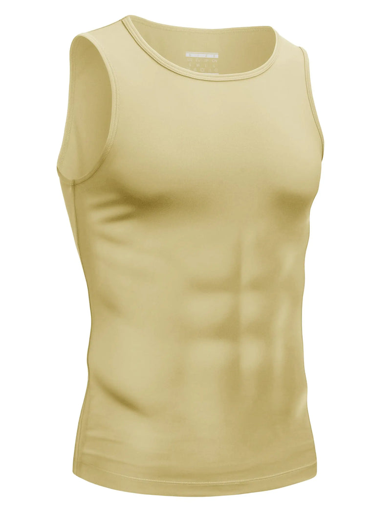 TACVASEN Mens Compression Summer Quick Dry Stretchy Tank Top Sleeveless Lightweight Slimming Breathable Workout Gym Muscle Shirt