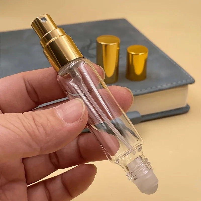 2pcs 0.34oz Dual-Use Perfume Spray Bottles with Rollers | Portable Fragrance Dispenser | Refillable Spray Bottle