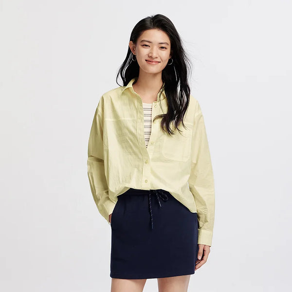 អាវស្ត្រី Semir ឆ្នូតៗ អាវធំ អាវកាក់ខ្លី ស្ទីលធម្មតា រដូវស្លឹកឈើជ្រុះ អាវស្រទាប់ ពាក់ប្រចាំថ្ងៃ 2026