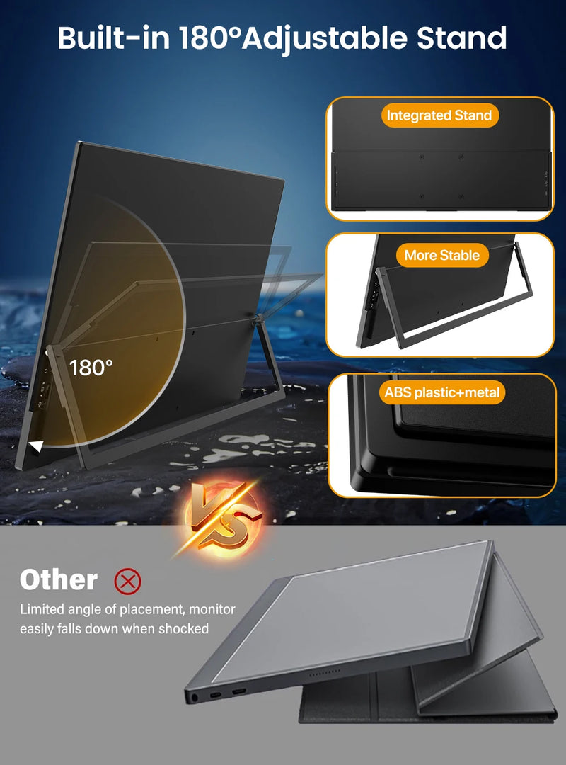 UPERFECT Portable Monitor 18.5 Inch 1080P FHD HDR IPS Laptop Computer Display HDMI USB C External Screen With Dual Speakers VESA