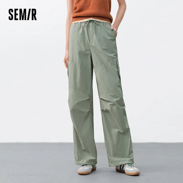 ខោស្ត្រី Semir ធំទូលាយឆ្នាំ ២០២៦ ប៉ាក់ដោយក្រណាត់រលុង ចង្កេះយឺត មានខ្សែចង ស្ទីលទីក្រុង ធម្មតាប្រចាំថ្ងៃ ទន់ មានផាសុកភាព