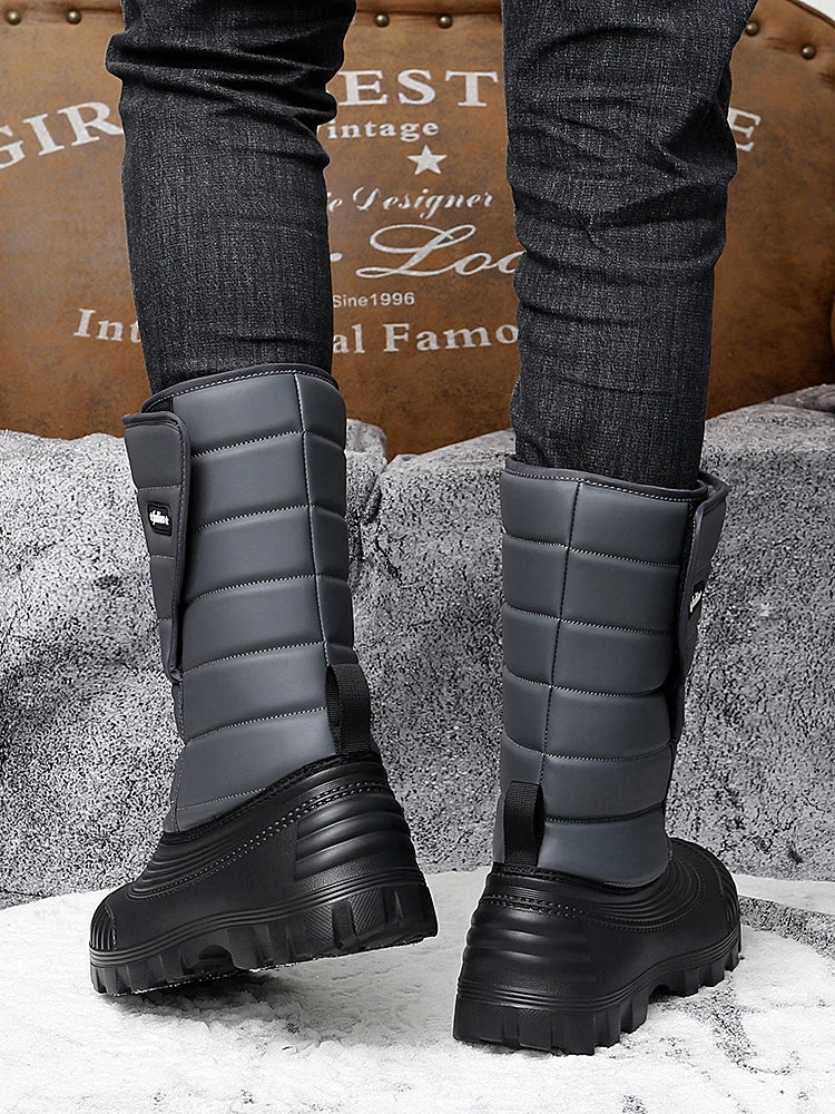 Men's high-top casual snow boots winter new light warm velvet cotton boots soft sole non-slip comfort outdoor walking work boots