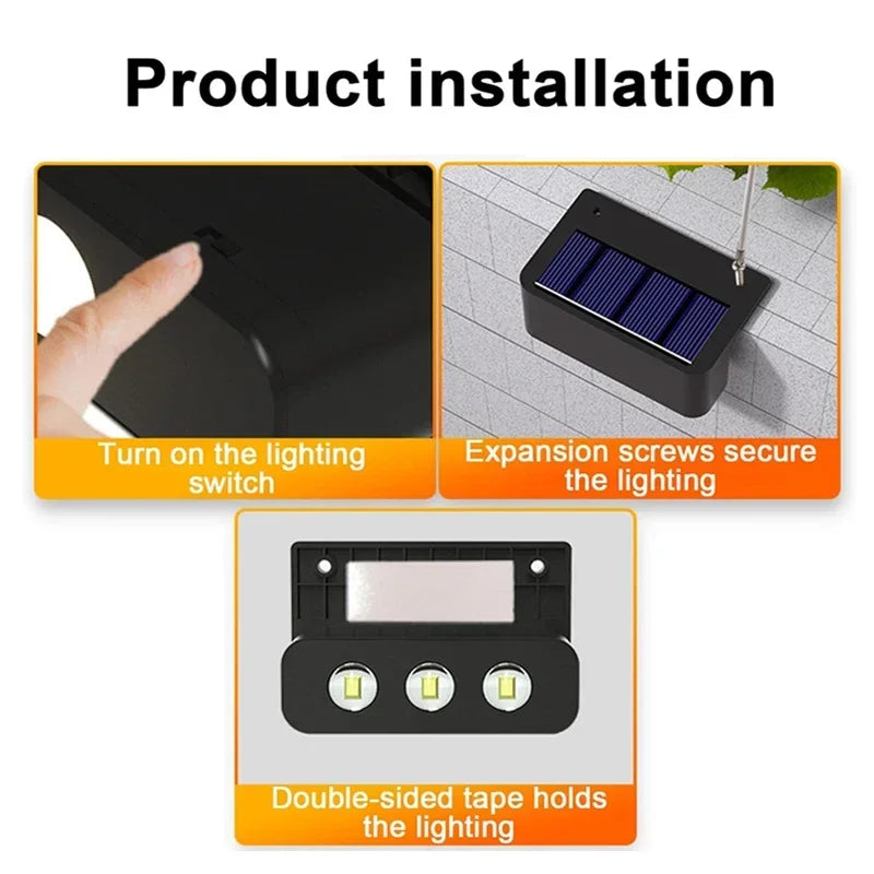 ភ្លើង LED ដើរដោយថាមពលព្រះអាទិត្យ 1/4 ដុំ ភ្លើងរានហាលខាងក្រៅ IP65 ចង្កៀងជញ្ជាំងការពារទឹកសម្រាប់ផ្ទះ ទីធ្លា ជណ្តើរ របង អាងហែលទឹក សួនច្បារ តុបតែងភ្លើងបំភ្លឺ