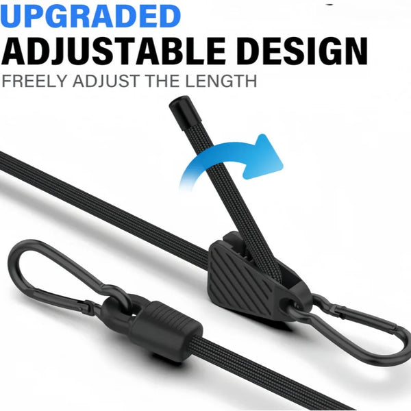 SEAMETAL 2PCS Heavy Duty Luggage Packing Ropes Elastic Bungee Cord Tie Strap with Carabiner Hooks for Cycling Camping Outdoor