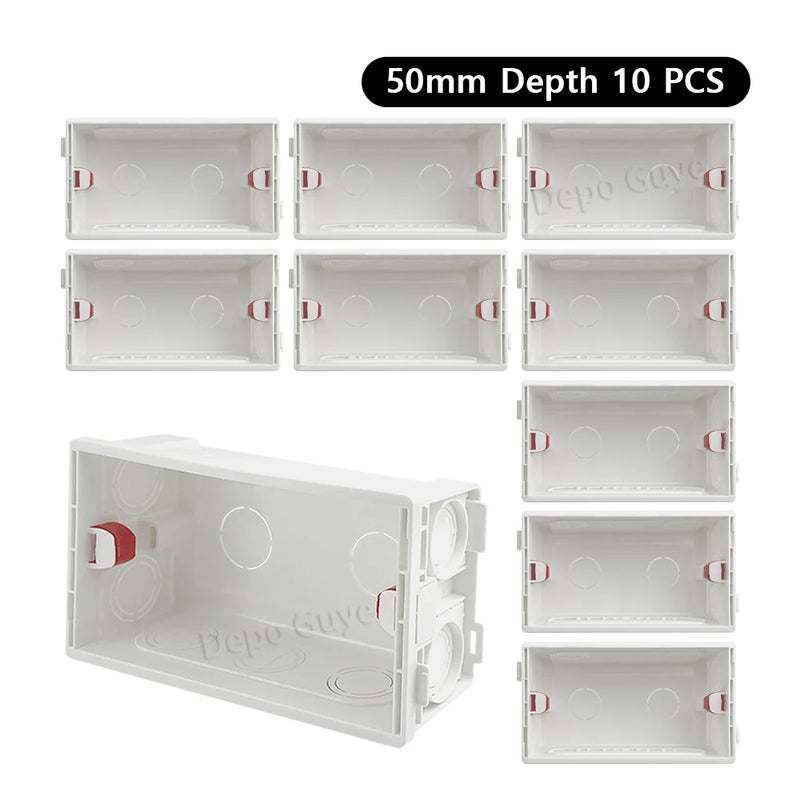 Wall-mounted internal mounting box, white wall wire bottom box, suitable for 146mm*86mm EU UK standard switches and sockets