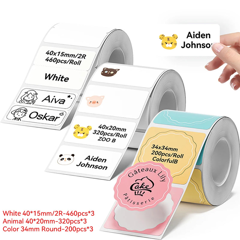 NIIMBOT Thermal Label Paper for B1/B21/B3S/B31 Printer 9 Rolls Set Scratch-resistant Sticker Waterproof Oil-Proof Label Tape