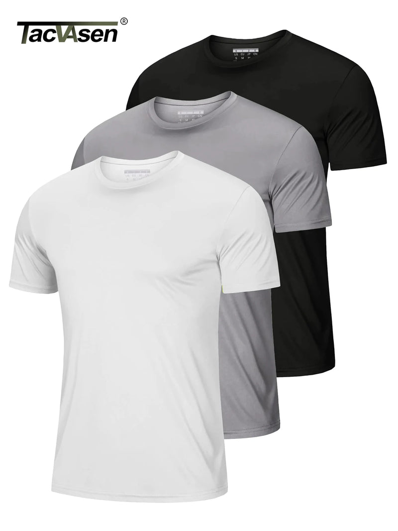 TACVASEN Men's 3 Pack UPF 50+ Sun Protection T-Shirts, Breathable Quick Dry Short Sleeve Tees for Running Hiking