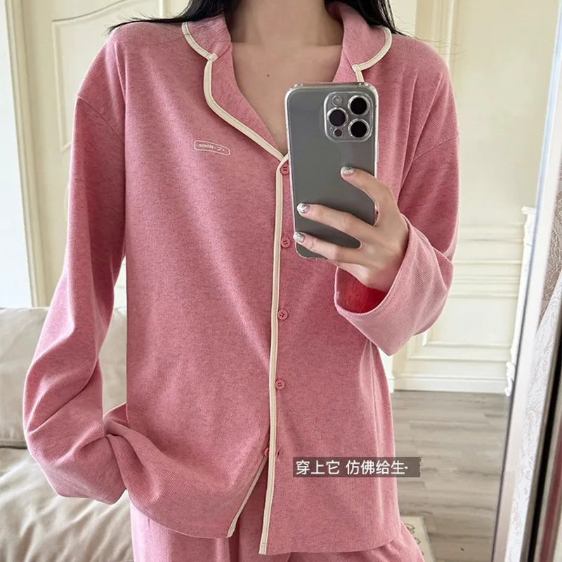 ឈុតអាវក្រៅ Lazy Style សម្រាប់នារី រដូវស្លឹកឈើជ្រុះ រដូវរងា ខោ ឈុតអាវក្រៅសម្រាប់នារី សម្លៀកបំពាក់នៅផ្ទះ