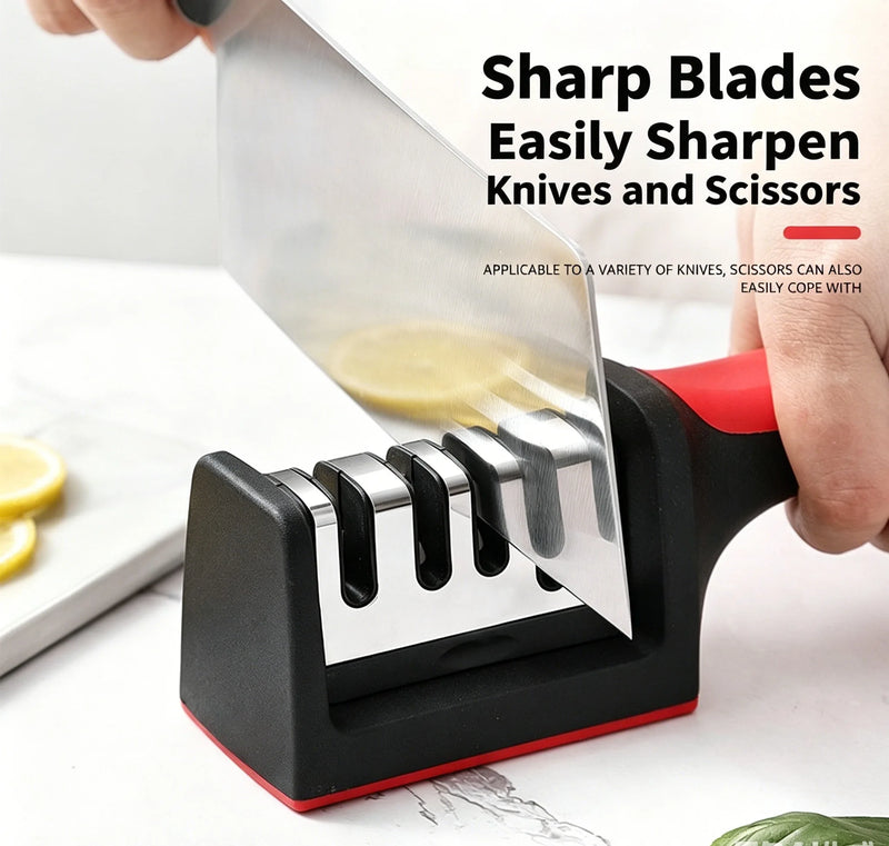 The Four-Stage Professional Knife Sharpener Is Equipped With Tungsten Steel Diamond and Ceramic Grinding Stones - Featuring a St