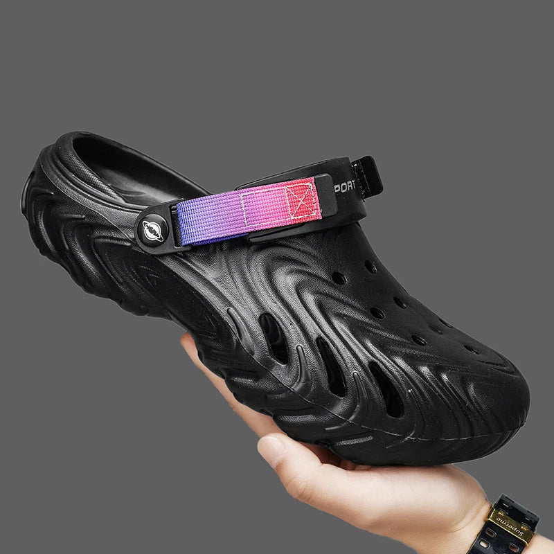 Wide Fit Men's EVA Clogs Non Slip Quick Dry Garden Shoes Adjustable Sport Strap Breathable Slip on Beach Sandals Shower Outdoor