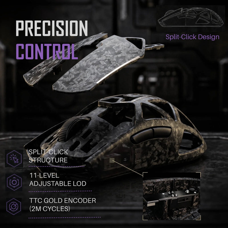 Akko Echo Master Ultra Gaming Wireless Mouse Carbon Fiber PAW3955 PAW3950 8K Polling Rate 65000DPI 55g Lightweight Esports Mouse