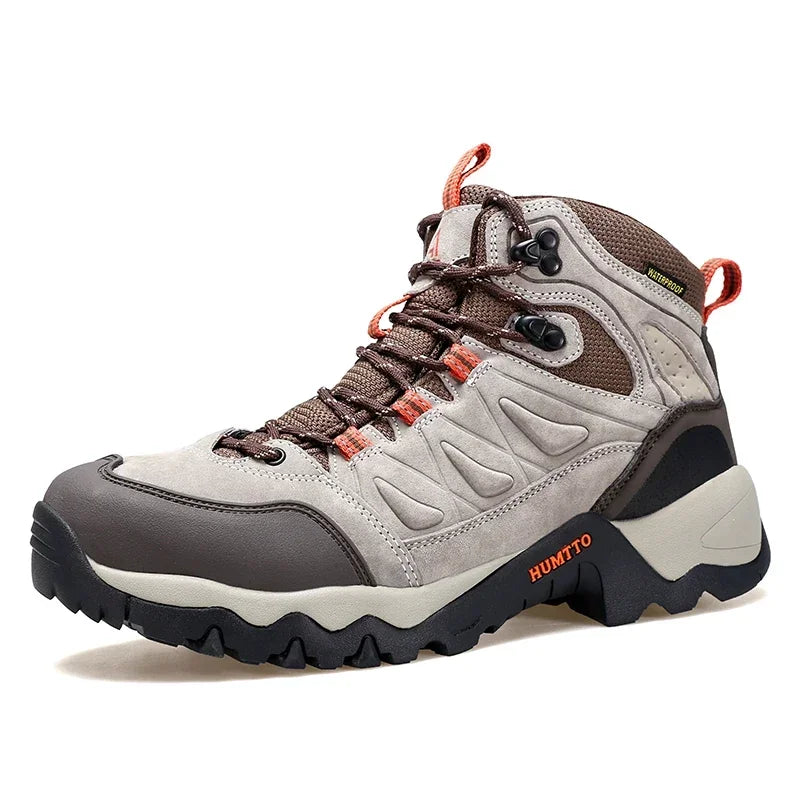 HUMTTO Non-slip Hiking Shoes Genuine Leather Outdoor Men's Sports Shoes Winter Safety Sneakers for Men Breathable Trekking Boots