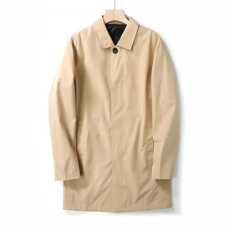 Men Mid - Length Trench Coat - Outdoor & Casual Business Style Water - Resistant Perfect  Autumn/Spring Business Men's Clothing