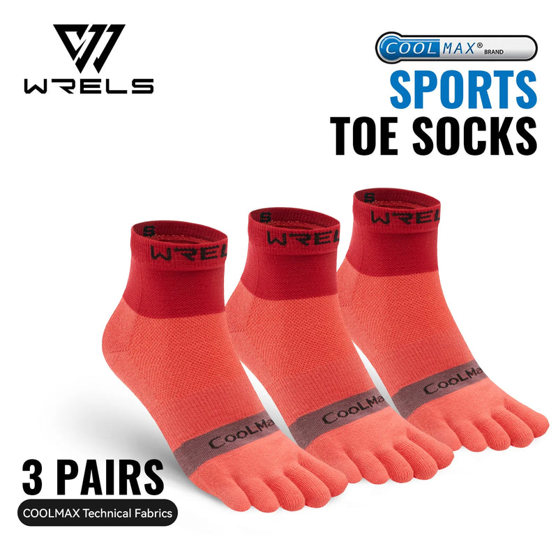 WRELS 1/2/3pairs COOLMAX Five Finger Socks Athletic Running Breathable Compression Comfortable Hiking Toe Socks for Men Women