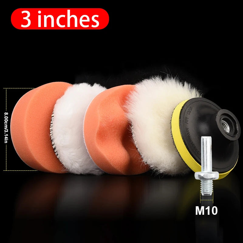 SEAMETAL 3/4/5inch Universal Car Polish Pad Set M10/M14 Soft Wool Machine Waxing Polisher Car Body Polishing Discs Car Accessory