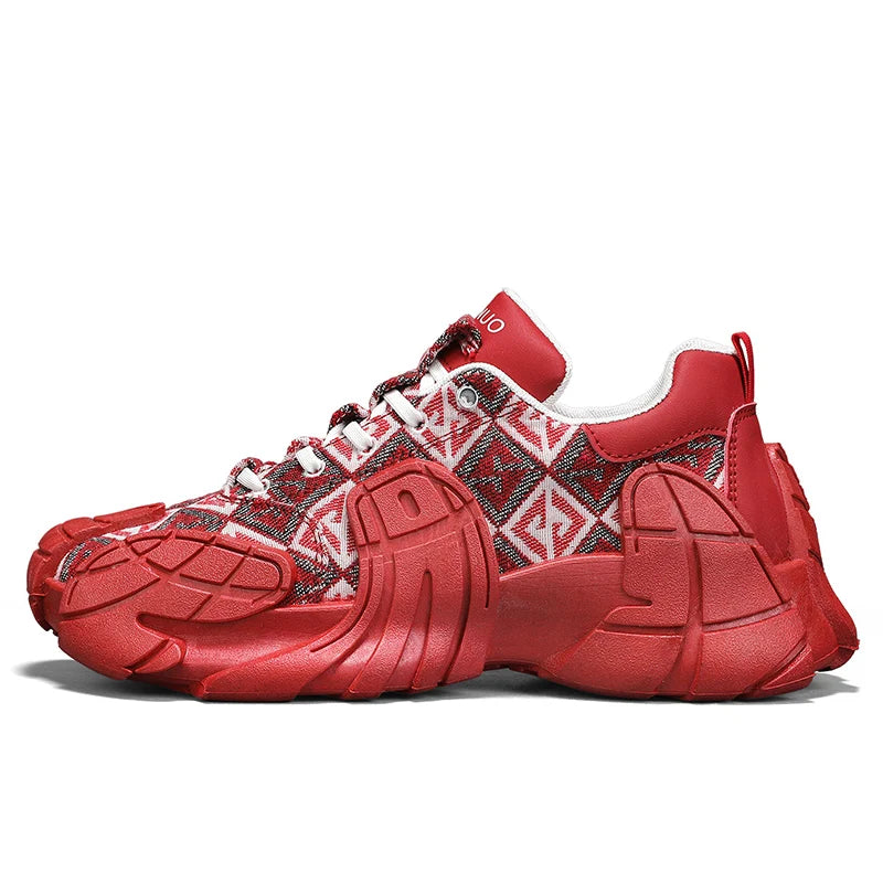 Men Sports Shoes Thick Soled Cushioning Anti Slip Trendy Mesh Breathable Lace Up Running Shoes 2026 New Light Sports Shoes