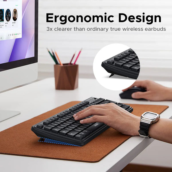 RU Sale UGREEN 2.4G Wireless Keyboard 104 Keys Ultra-Slim US RU Layout Wireless Keyboard Black for PC Laptop Desktop