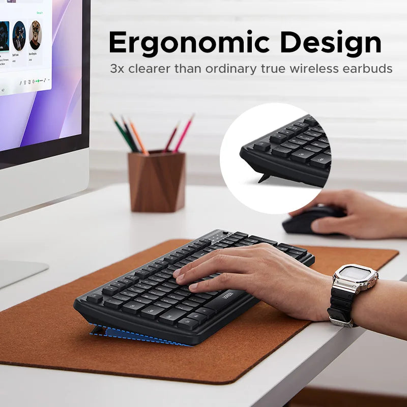 RU Sale UGREEN 2.4G Wireless Keyboard 104 Keys Ultra-Slim US RU Layout Wireless Keyboard Black for PC Laptop Desktop