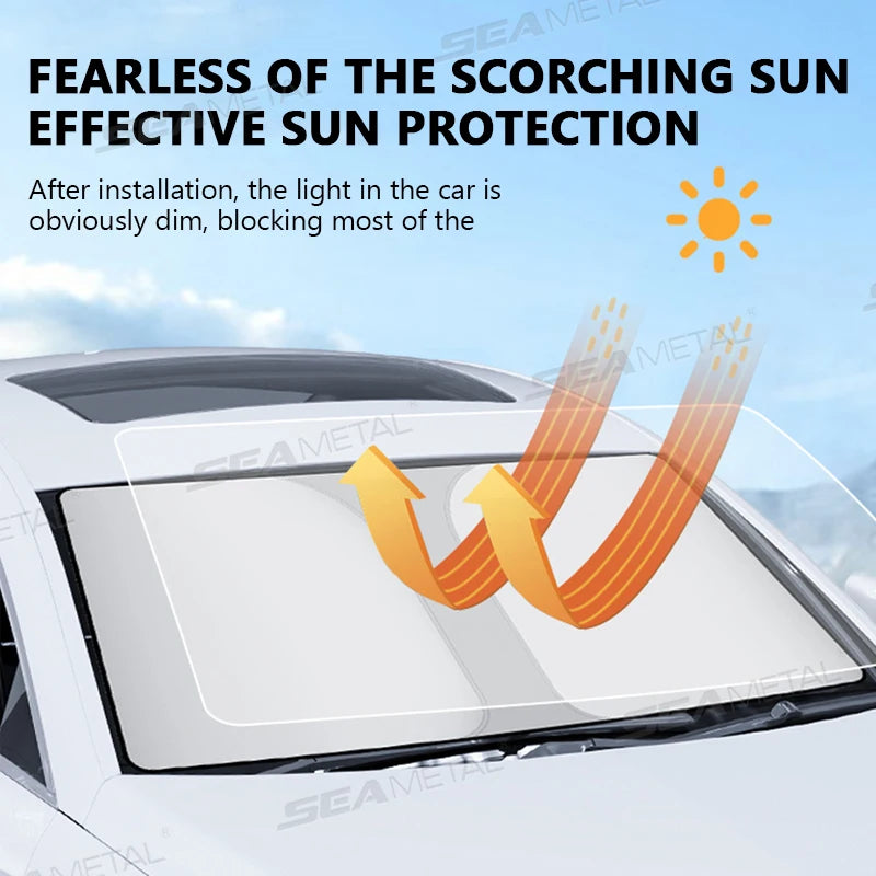 SEAMETAL Car Windshield Sun Shade Cover Foldable Visor Protector Interior Anti UV Sun Windscreen Folding Parasol Car Accessories