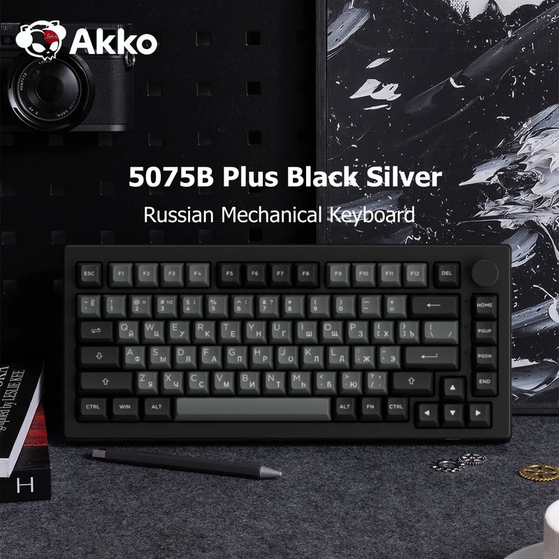 Akko 5075B Plus Mechanical Keyboard 75% ANSI ASA Profile Russian Keycaps RGB 2.4G&Blutooth Wireless/Wired Gaming Keyboard Gasket