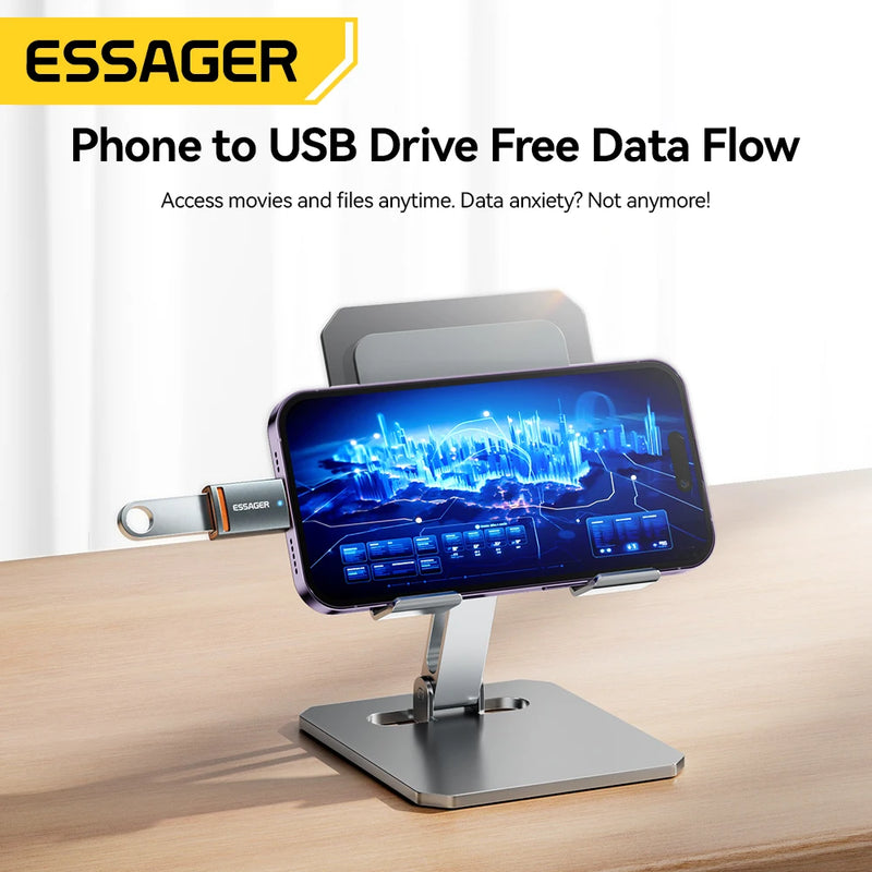 ឧបករណ៍ភ្ជាប់ Essager USB3.0 OTG Type-C USB-A Micro Female ទៅ USB Micro iP Type-C Male Converter សម្រាប់ Macbook Xiaomi iPhone OTG Adapter