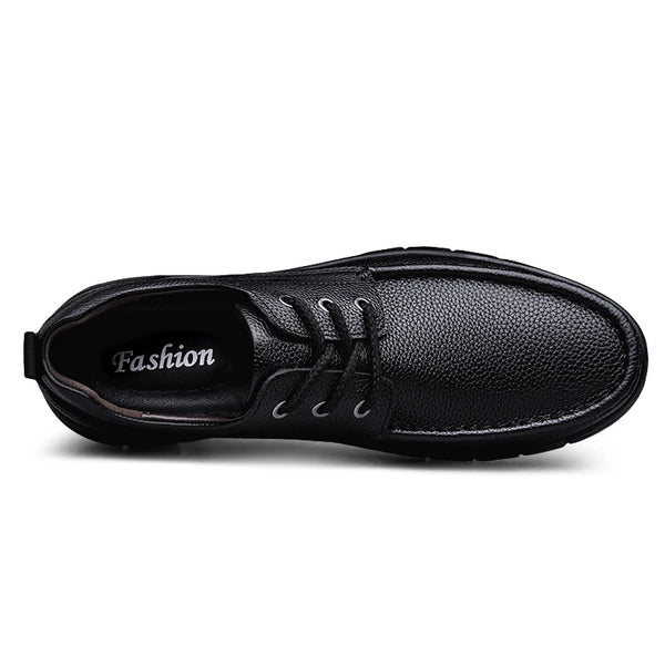 Men's Genuine Leather Casual Oxford Shoes Lace‑Up Thick Sole Non‑Slip Comfort Business Dress Walking Shoes Big Sizes 48 49 50