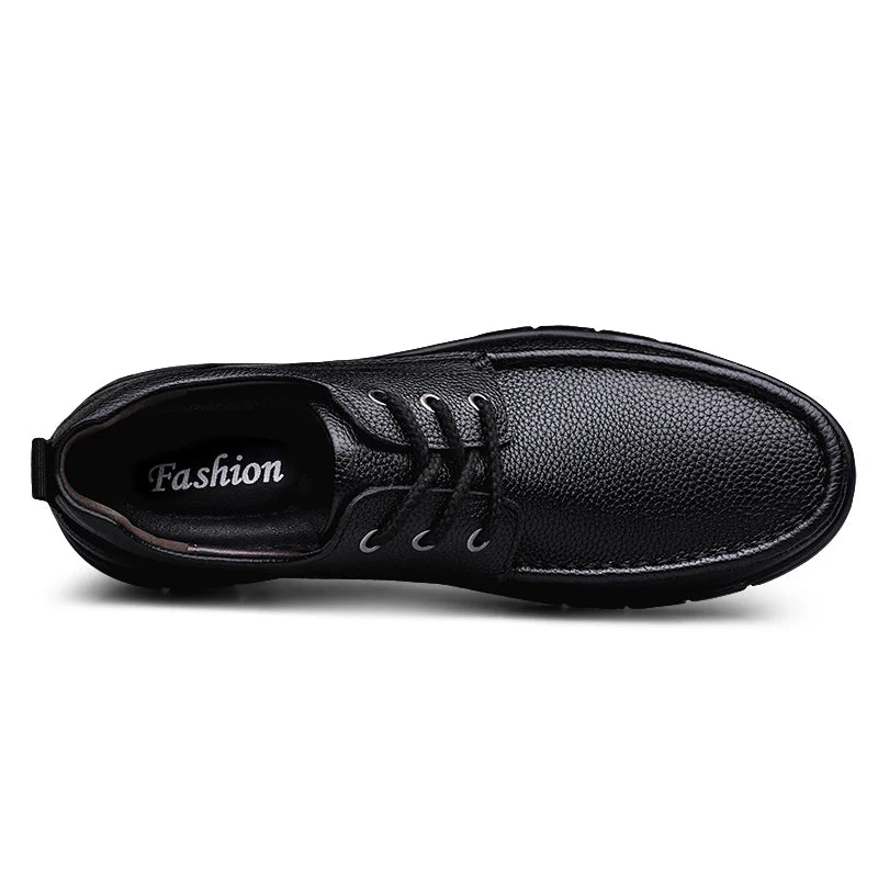Men's Genuine Leather Casual Oxford Shoes Lace‑Up Thick Sole Non‑Slip Comfort Business Dress Walking Shoes Big Sizes 48 49 50
