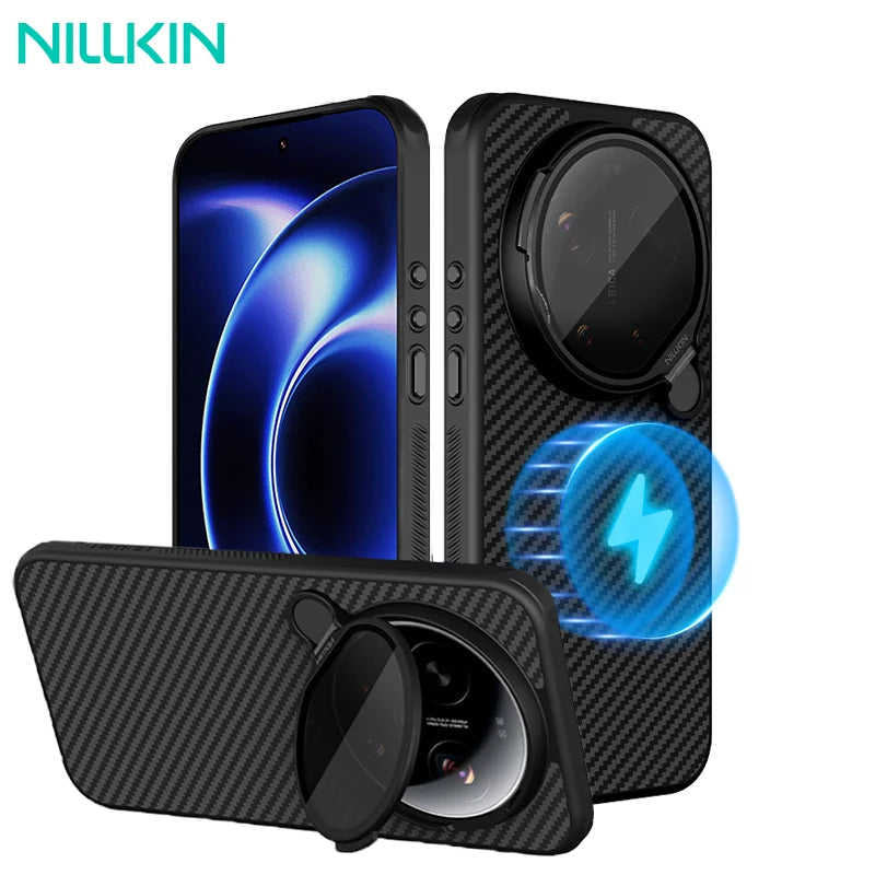 NILLKIN For Xiaomi 17 Ultra Magsafe Aramid Fiber Case With Transparent Lens Protection Magnetic Charging Cover For Mi 17 Ultra
