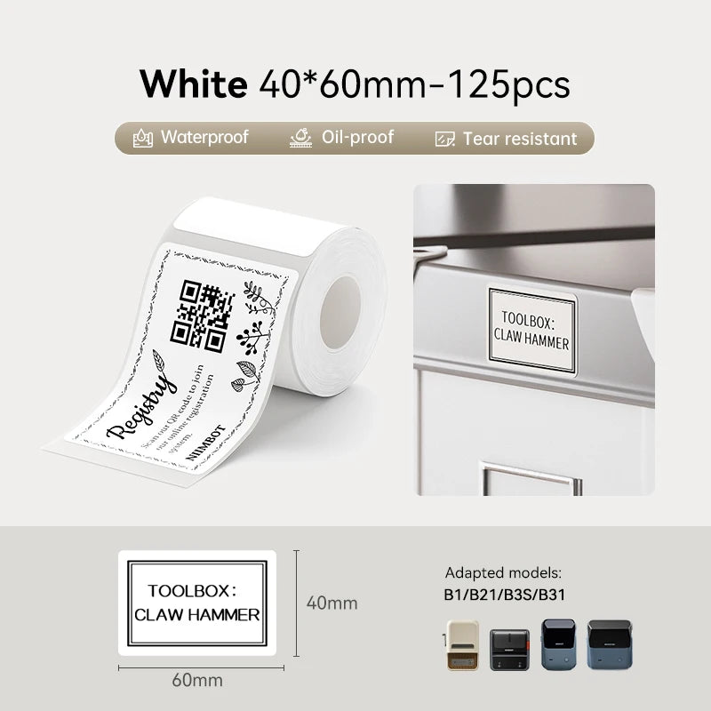 NIIMBOT Thermal Label Paper for B1/B21/B3S/B31 Printer 9 Rolls Set Scratch-resistant Sticker Waterproof Oil-Proof Label Tape