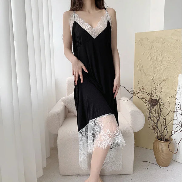រ៉ូបគេងនារីទាន់សម័យ កប្បាសចរ អាវកាក់វែង ទំហំធំ សិចស៊ី សម្រាប់មនុស្សធំ អាវក V សម្រាប់គេង ទំហំ M-3XL