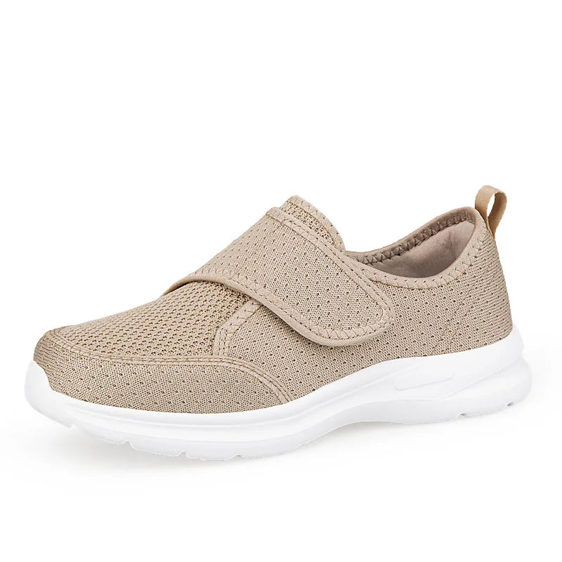 Adjustable Mesh Walking Shoes Breathable Lightweight Sneakers with Hook and Loop Non-Slip Soft Sole Comfort Shoes for Elderly