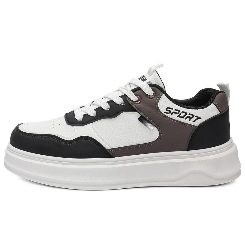 Men Board Shoes Fashionable Versatile Comfortable Leather Breathable Outdoor Casual Shoes New Walking Flat Bottom Board Shoes