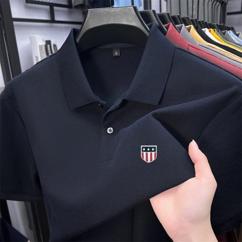 High-End Luxury Man T-Shirt Polo Shirt Lapel Button Pattern Printing Various Colors British Style Summer Leisure Golf Men's Wear