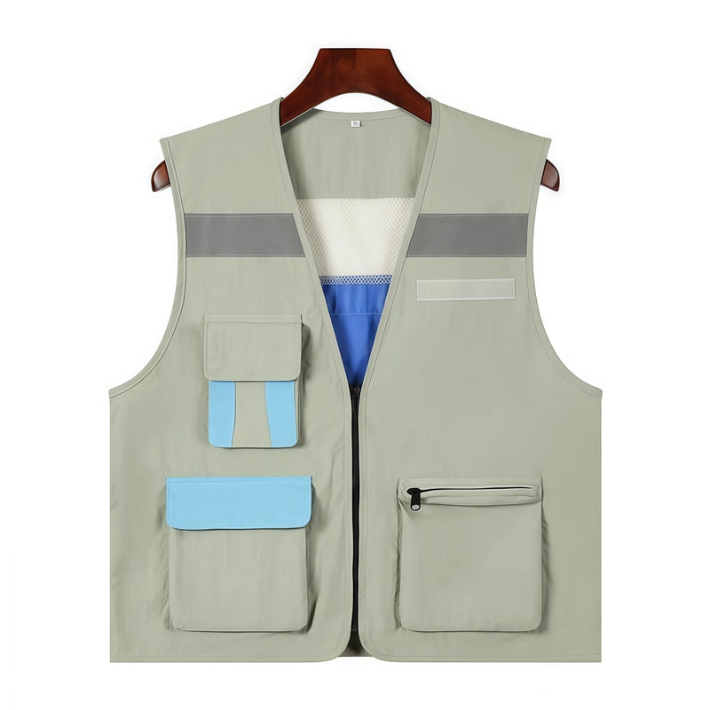2026 New Vest for driving multi-pocket night protective sports vest breathable mesh coat work clothes printed logo