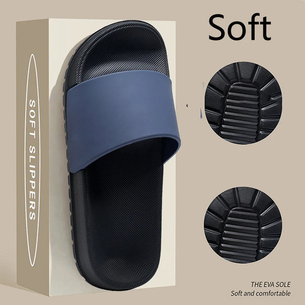 Minimalist Solid Chunky Slide Sandals Anti-Slip Outsole EVA Open Toe Slippers Indoor Shower Outdoor Beach Casual Slides