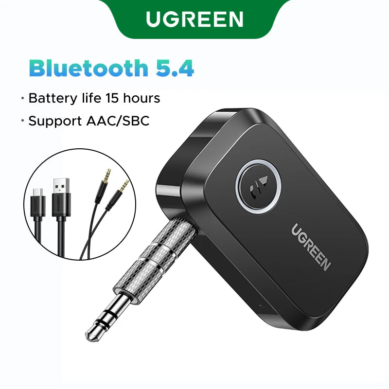 UGREEN Bluetooth 6.0 5.4 Wireless 3.5mm AUX Jacks for Car Speakers Audio Music