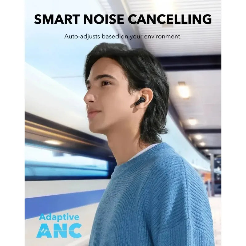 កាសស្តាប់ត្រចៀក Soundcore P40i ឥតខ្សែប៊្លូធូសដើម ដែលអាចកាត់បន្ថយសំឡេងរំខាន ជាមួយនឹងការរចនាក្នុងត្រចៀក និងអាយុកាលថ្មយូរជាងមុន
